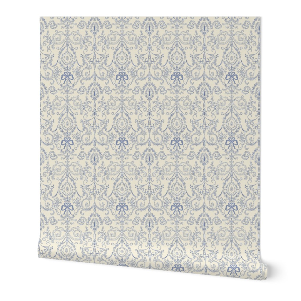 French chateau in blue and ivory