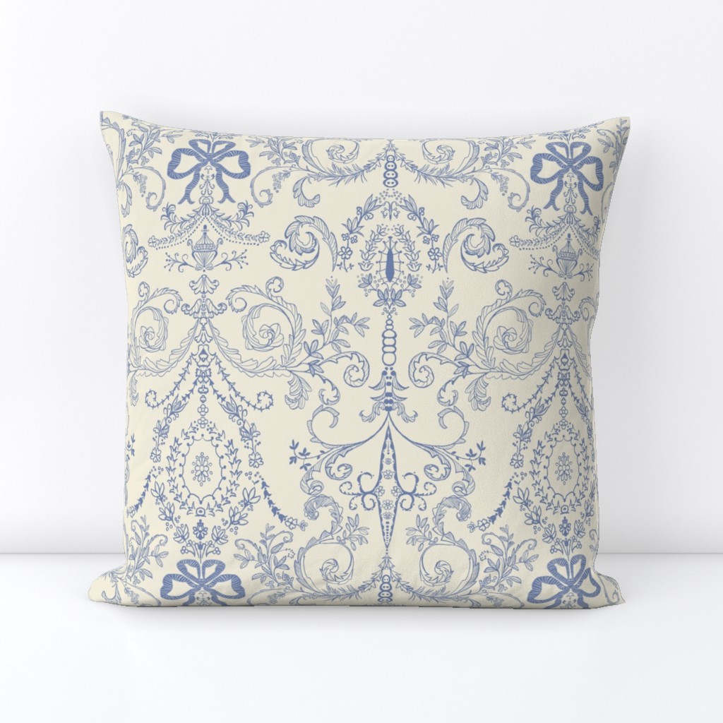 French chateau in blue and ivory