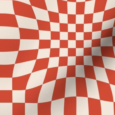 Warped Checkered Print - Mushroom Red