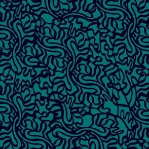 Curvy Trails - Navy on Teal