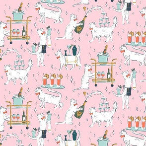 Retro Cocktail Cats in Pink