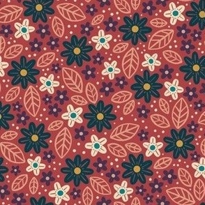 Hope Blooms // Medium Daisies in Soft Cherry Red // Bright Ditsy Flowers