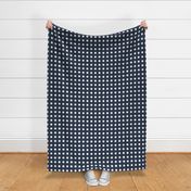 30 Navy- Polka Dots on Grid- 1 inch- Dark Blue- Petal Solids Coordinate- Faux Texture Wallpaper- Blue- Navy Blue- Indigo Blue