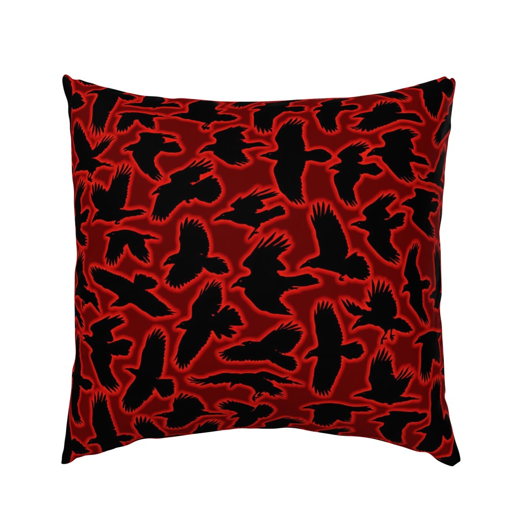 Ravens in Flight - Red and Black