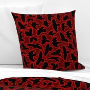 Ravens in Flight - Red and Black