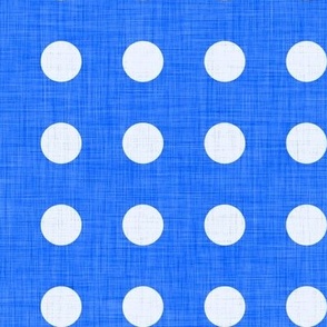 31 Cobalt- Polka Dots on Grid- 1 inch- Linen Texture- Dark- Petal Solids Coordinate- Faux Texture Wallpaper- Bright Blue- Indigo- Coastal- Nautical- Summer
