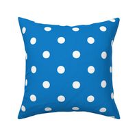 32 Bluebell- Polka Dots- 1 inch- Petal Solids Coordinate- Bright Blue Wallpaper- Bright Blue- Indigo- Coastal- Nautical- Summer
