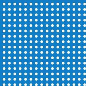 32 Bluebell- Polka Dots on Grid- 1/4 inch- Petal Solids Coordinate- Bright Blue Wallpaper- Bright Blue- Indigo- Coastal- Nautical- Summer