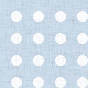34 Fog- Polka Dots on Grid- 1 inch- Linen Texture- Dark- Petal Solids Coordinate- Faux Texture Wallpaper- Pastel Blue- Soft Blue- Sky Blue- Coastal- Nautical