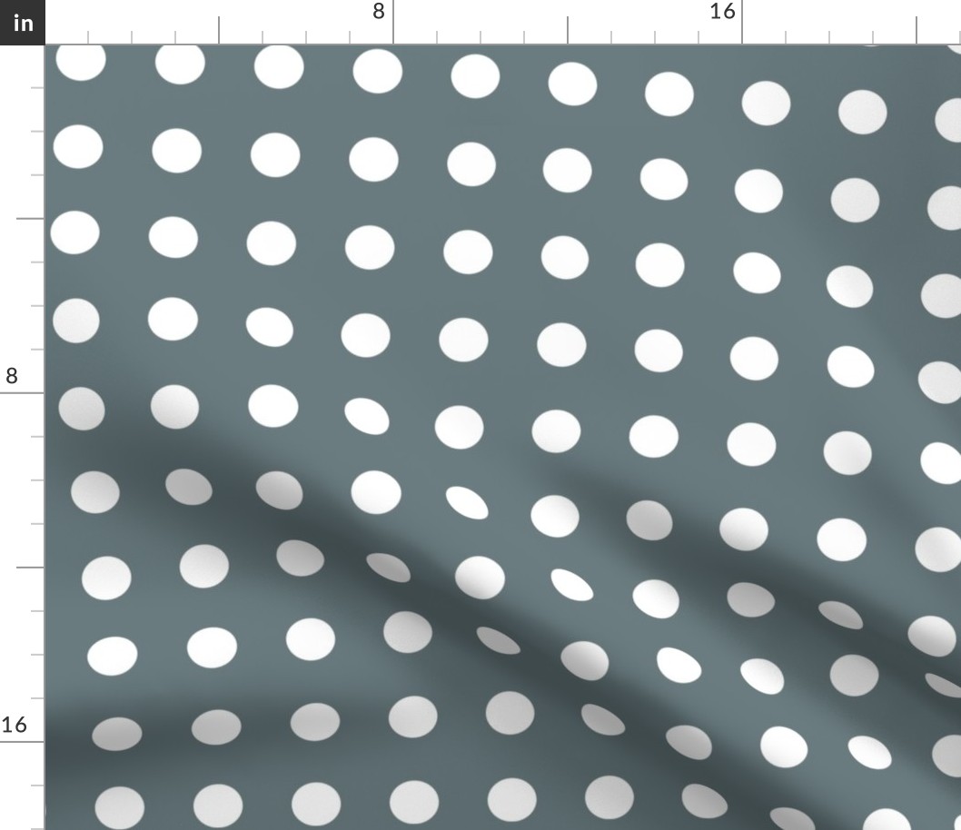35 Slate- Polka Dots on Grid- 1 inch- Petal Solids Coordinate- Neutral Wallpaper- Gray Blue- Grey- Muted Blue- Neutral