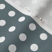 35 Slate- Polka Dots on Grid- 1/2 inch- Petal Solids Coordinate- Neutral Wallpaper- Gray Blue- Grey- Muted Blue- Neutral