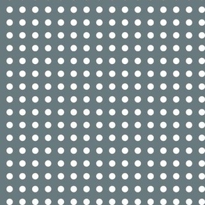 35 Slate- Polka Dots on Grid- 1/4 inch- Petal Solids Coordinate- Neutral Wallpaper- Gray Blue- Grey- Muted Blue- Neutral