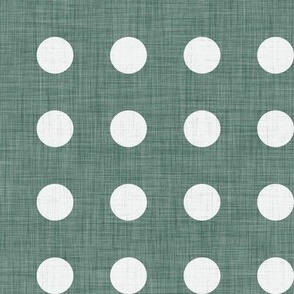 36 Pine- - Polka Dots on Grid- 1 inch- Linen Texture- Dark- Petal Solids Coordinate- Faux Texture Wallpaper- Teal Green- Gray- Pine- Muted Green- Forest- Neutral