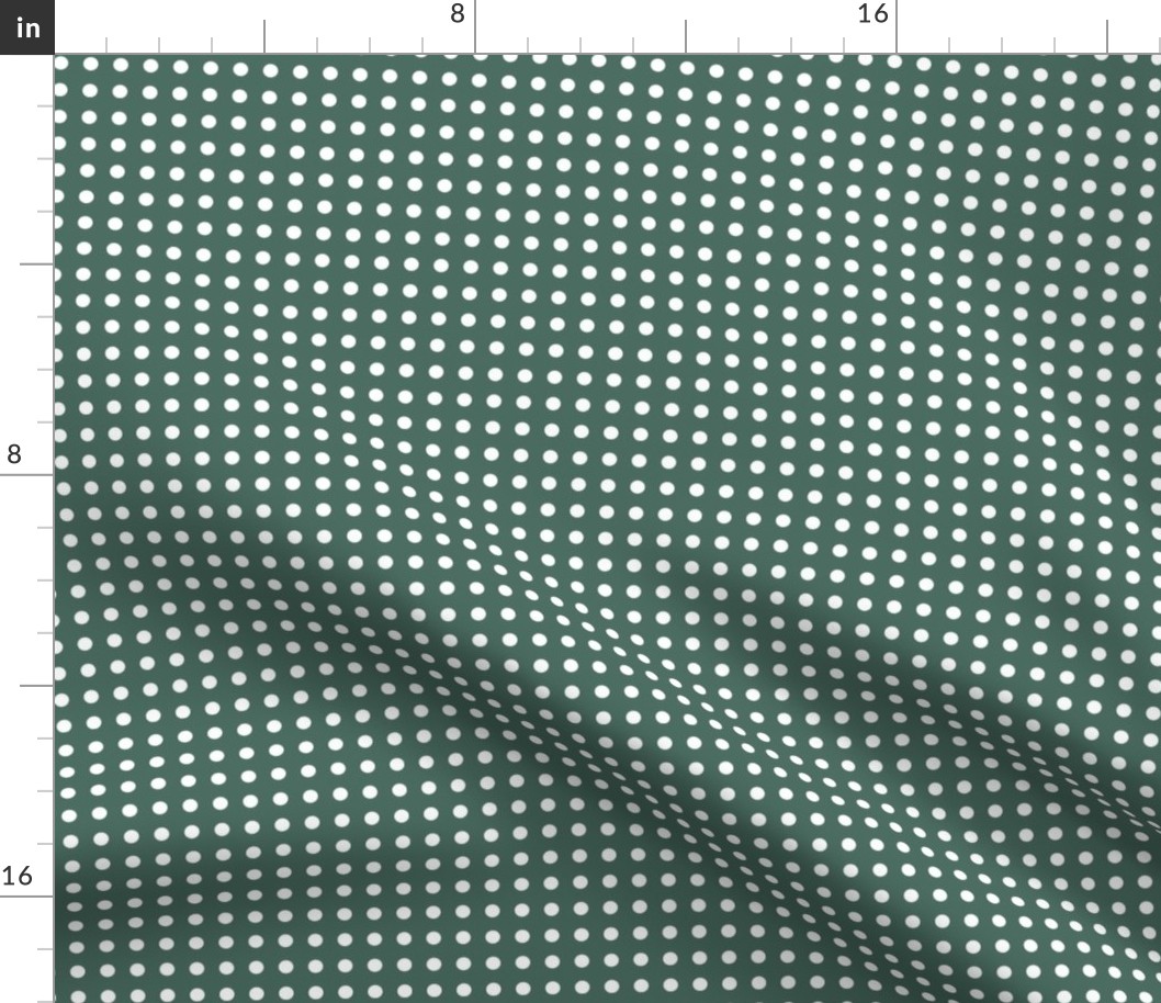 36 Pine- Polka Dots on Grid- 1/4 inch- Petal Solids Coordinate- Dark Green Wallpaper- Teal Green- Gray- Pine- Muted Green- Forest- Neutral Green- Christmas