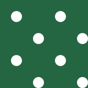 37 Emerald- Polka Dots- 1 inch- Petal Solids Coordinate- Dark Green Wallpaper- Forest Green- Pine Green- Christmas- Holidays
