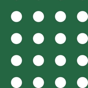 37 Emerald- Polka Dots on Grid- 1 inch- Petal Solids Coordinate- Dark Green Wallpaper- Forest Green- Pine Green- Christmas- Holidays