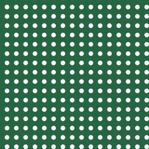 37 Emerald- Polka Dots on Grid- 1/4 inch- Petal Solids Coordinate- Dark Green Wallpaper- Forest Green- Pine Green- Christmas- Holidays