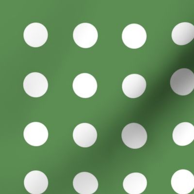 38 Kelly Green- Polka Dots on Grid- 1 inch- Petal Solids Coordinate- Dark Green Wallpaper- Forest- Pine- Emerald- Christmas- Holidays