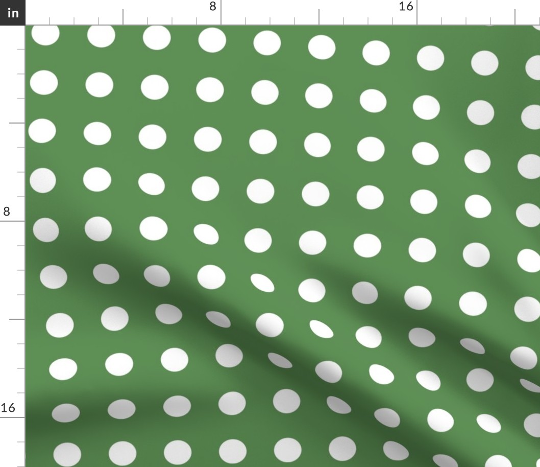 38 Kelly Green- Polka Dots on Grid- 1 inch- Petal Solids Coordinate- Dark Green Wallpaper- Forest- Pine- Emerald- Christmas- Holidays