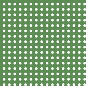 38 Kelly Green- Polka Dots on Grid- 1/4 inch- Petal Solids Coordinate- Dark Green Wallpaper- Forest- Pine- Emerald- Christmas- Holidays