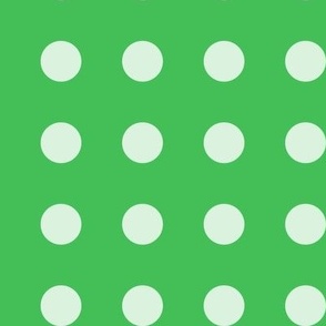 39 Grass Green- Polka Dots on Grid- 1 inch- Kelly Green- Emerald- Bright Green- Christmas- Holidays- Spring
