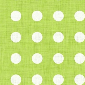 40 Lime Green- Polka Dots on Grid- 1 inch- Linen Texture- Dark- Petal Solids Coordinate- Faux Texture Wallpaper- Bright Green- Light Green- Summer- Spring
