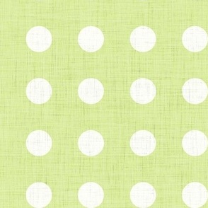 41 Honeydew- Polka Dots on Grid- 1 inch- Linen Texture- Dark- Petal Solids Coordinate- Faux Texture Wallpaper- Bright- Light Green- Pastel- Summer- Spring