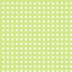 41 Honeydew- Polka Dots on Grid- 1/4 inch- Petal Solids Coordinate- Nursery Wallpaper- Bright- Light Green- Pastel- Summer- Spring