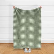 42 Sage- Polka Dots on Grid- 1 inch- Linen Texture- Dark- Petal Solids Coordinate- Faux Texture Wallpaper- Gray Green- Pine- Muted Green- Forest- Neutral Earthy Green