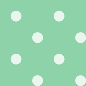 43 Jade Green- Polka Dots- 1 inch- Petal Solids Coordinate- Nursery Wallpaper- Mint- Pastel- Christmas- Holidays- Mid Century Modern