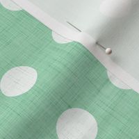 43 Jade Green- Polka Dots on Grid- 1 inch- Linen Texture- Dark- Petal Solids Coordinate- Faux Texture Wallpaper- Mint- Pastel- Christmas- Holidays- Mid Century Modern