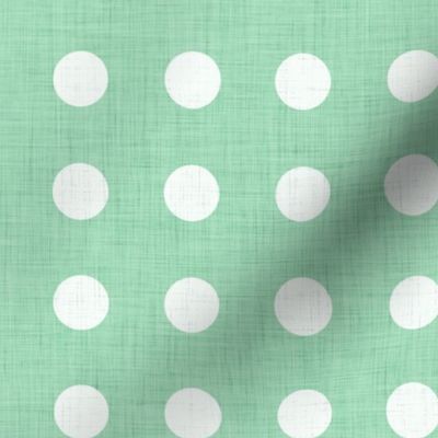 43 Jade Green- Polka Dots on Grid- 1 inch- Linen Texture- Dark- Petal Solids Coordinate- Faux Texture Wallpaper- Mint- Pastel- Christmas- Holidays- Mid Century Modern