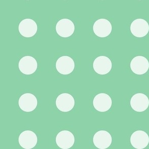 43 Jade Green- Polka Dots on Grid- 1 inch- Petal Solids Coordinate- Nursery Wallpaper- Mint- Pastel- Christmas- Holidays- Mid Century Modern