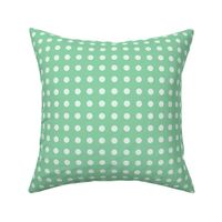 43 Jade Green- Polka Dots on Grid- 1/2 inch- Petal Solids Coordinate- Nursery Wallpaper- Mint- Pastel- Christmas- Holidays- Mid Century Modern