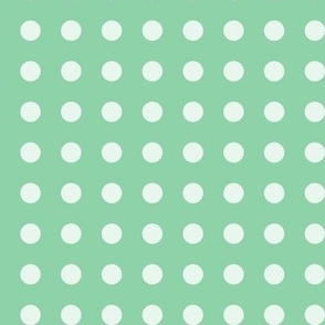 43 Jade Green- Polka Dots on Grid- 1/2 inch- Petal Solids Coordinate- Nursery Wallpaper- Mint- Pastel- Christmas- Holidays- Mid Century Modern