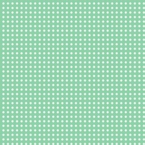 43 Jade Green- Polka Dots on Grid- 1/8 inch- Petal Solids Coordinate- Nursery Wallpaper- Mint- Pastel- Christmas- Holidays- Mid Century Modern