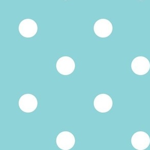 45 Pool- Polka Dots- 1 inch- Petal Solids Coordinate- Nursery Wallpaper- Turquoise Blue- Aqua- Pastel Blue- Summer- Sea- Beach