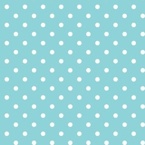 45 Pool- Polka Dots- 1/4 inch- Petal Solids Coordinate- Nursery Wallpaper- Turquoise Blue- Aqua- Pastel Blue- Summer- Sea- Beach