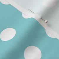 45 Pool- Polka Dots on Grid- 1 inch- Petal Solids Coordinate- Nursery Wallpaper- Turquoise Blue- Aqua- Pastel Blue- Summer- Sea- Beach