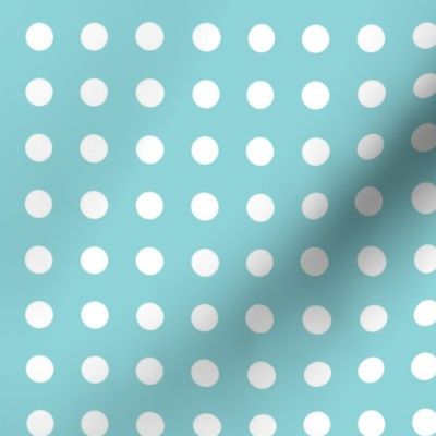 45 Pool- Polka Dots on Grid- 1/2 inch- Petal Solids Coordinate- Nursery Wallpaper- Turquoise Blue- Aqua- Pastel Blue- Summer- Sea- Beach