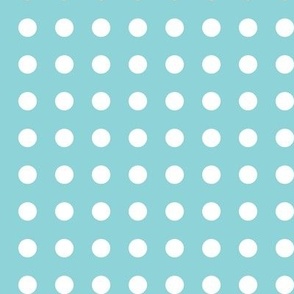 45 Pool- Polka Dots on Grid- 1/2 inch- Petal Solids Coordinate- Nursery Wallpaper- Turquoise Blue- Aqua- Pastel Blue- Summer- Sea- Beach