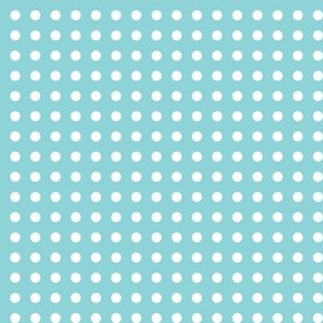 45 Pool- Polka Dots on Grid- 1/4 inch- Petal Solids Coordinate- Nursery Wallpaper- Turquoise Blue- Aqua- Pastel Blue- Summer- Sea- Beach