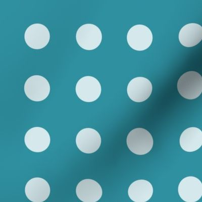 46 Lagoon- Polka Dots on Grid- 1 inch- Petal Solids Coordinate- Bold Minimalist Wallpaper- Turquoise Blue- Aqua- Pastel Blue