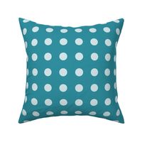 46 Lagoon- Polka Dots on Grid- 1 inch- Petal Solids Coordinate- Bold Minimalist Wallpaper- Turquoise Blue- Aqua- Pastel Blue