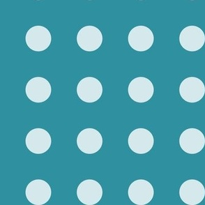 46 Lagoon- Polka Dots on Grid- 1 inch- Petal Solids Coordinate- Bold Minimalist Wallpaper- Turquoise Blue- Aqua- Pastel Blue