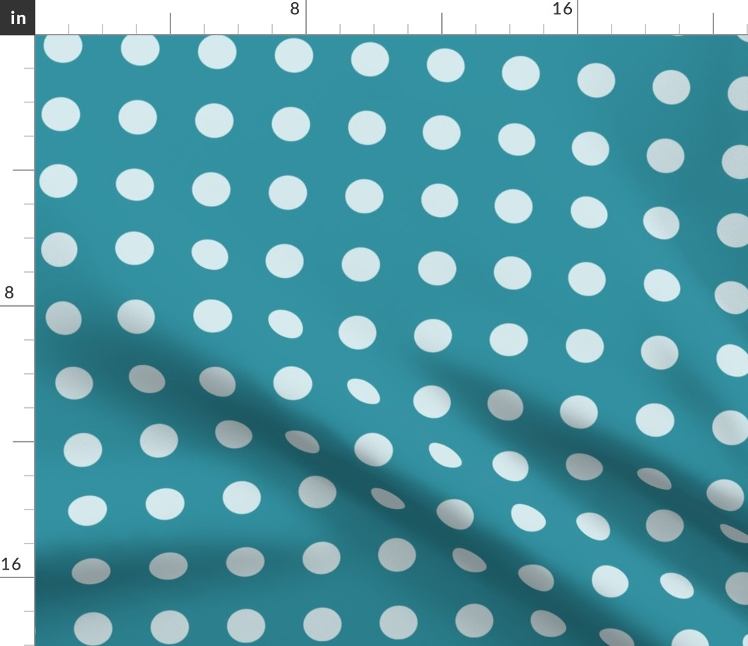 46 Lagoon- Polka Dots on Grid- 1 inch- Petal Solids Coordinate- Bold Minimalist Wallpaper- Turquoise Blue- Aqua- Pastel Blue