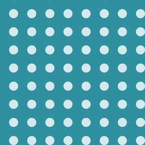46 Lagoon- Polka Dots on Grid- 1/2 inch- Petal Solids Coordinate- Bold Minimalist Wallpaper- Turquoise Blue- Aqua- Pastel Blue