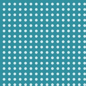 46 Lagoon- Polka Dots on Grid- 1/4 inch- Petal Solids Coordinate- Bold Minimalist Wallpaper- Turquoise Blue- Aqua- Pastel Blue