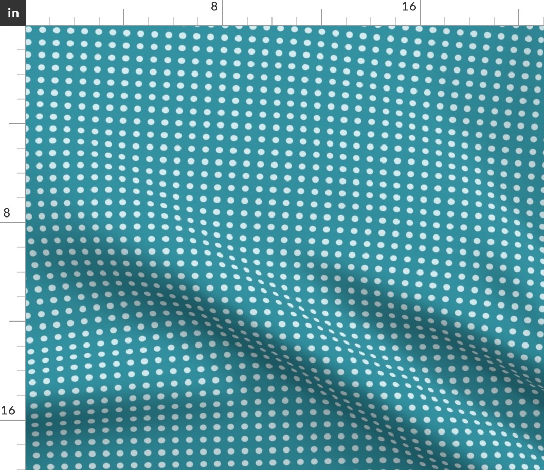 46 Lagoon- Polka Dots on Grid- 1/4 inch- Petal Solids Coordinate- Bold Minimalist Wallpaper- Turquoise Blue- Aqua- Pastel Blue