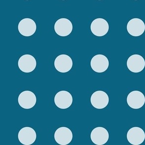 47 Peacock- Polka Dots on Grid- 1 inch- Petal Solids Coordinate- Bold Minimalist Wallpaper- Turquoise Blue- Aqua